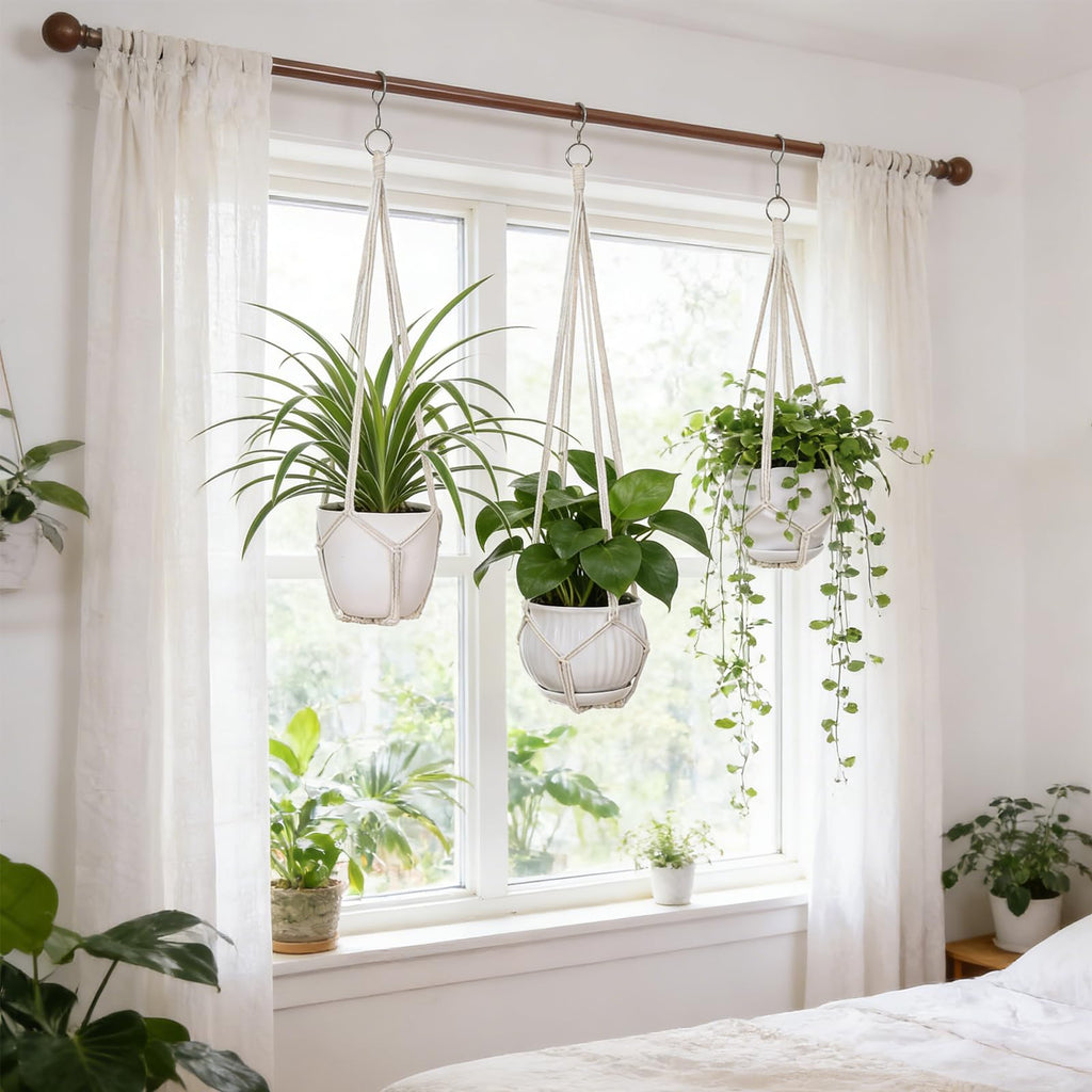 YIBOT 3 Pack Macrame Plant Hanger Indoor Hanging Planter for Plants Holder