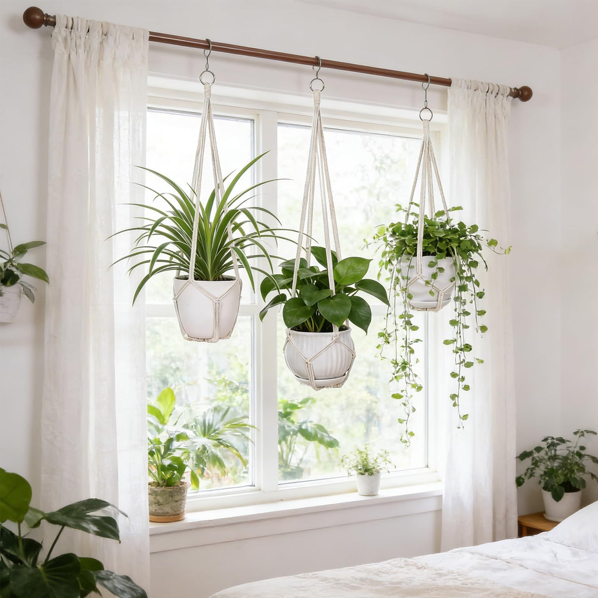 YIBOT 3 Pack Macrame Plant Hanger Indoor Hanging Planter for Plants Holder