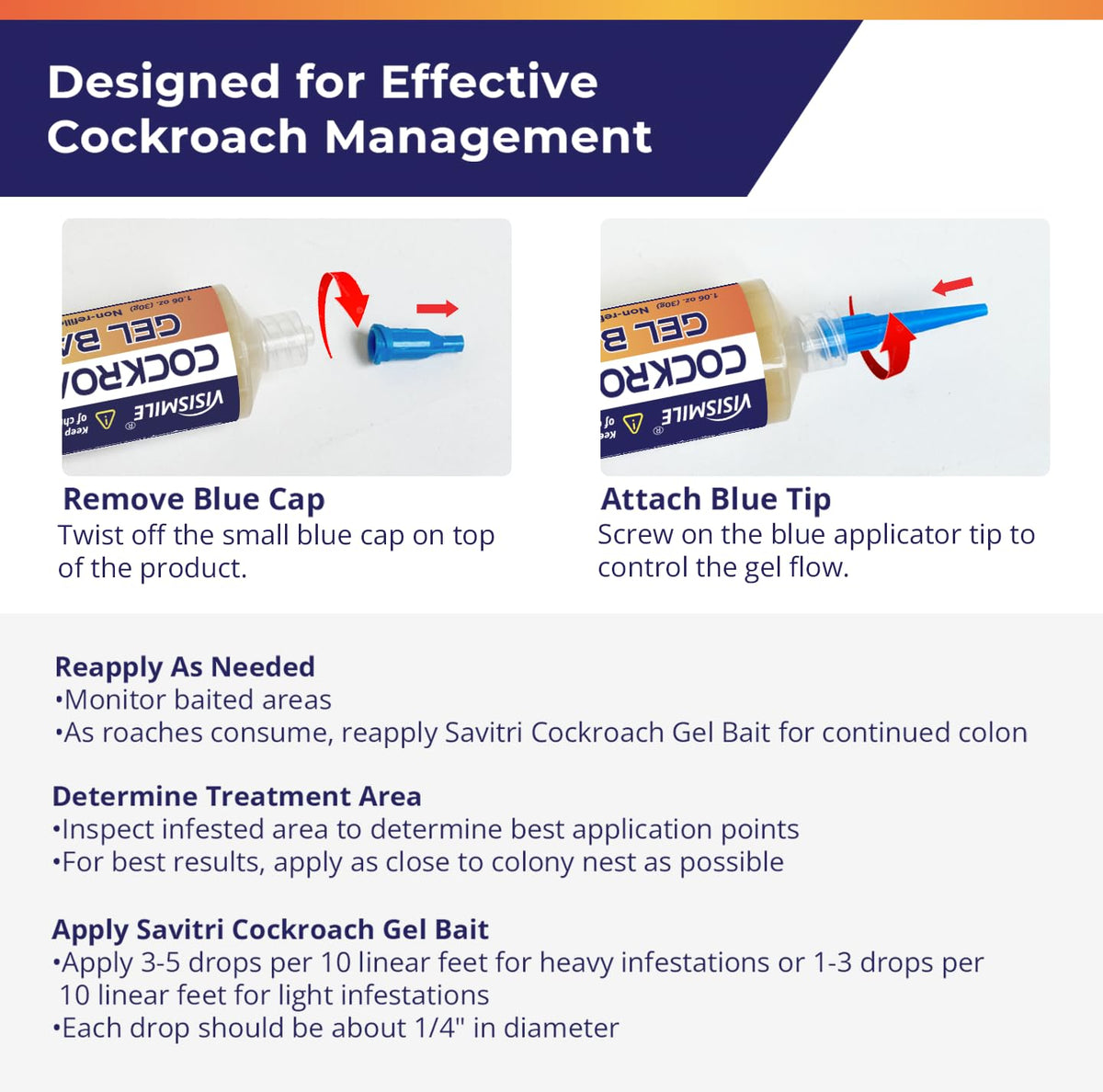 Roach Gel Bait Indoor and Outdoor: Cockroach Killer Repellents for German Cockroaches, Small Roaches – Cockroach Deterrent for Homes and Kitchens – Pet Safe Roach Control 4-Tubes