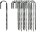 Rebar-Stakes-12-Inch, Ground Stakes Heavy Duty U-Hook Galvanized Anti-Rust Tent Stakes Heavy Duty Ground Anchors for Garden Dog Fence Chicken Coop Christmas Decorations Deer Fence 16pcs