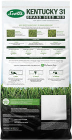 Scotts Kentucky 31 Grass Seed Mix for New Lawns or Overseeding, Grows Thicker and Greener vs. Other Kentucky 31 Mixes, Covers up to 5,000 sq. ft.