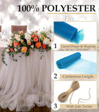 Turquoise Tulle Fabric Roll, 54" x 40 Yards (120FT) Tulle for Wedding Decoration DIY Tutu Party Backdrop Baby Shower Table Skirts Gift Wrapping