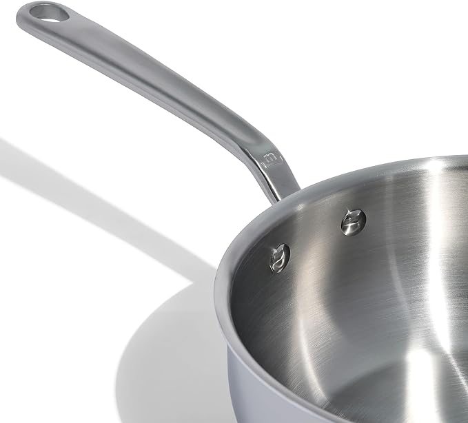 Made In Cookware - 3 Quart Stainless Steel Saucier Pan - 5 Ply Stainless Clad - Professional Cookware - Crafted in Italy - Induction Compatible