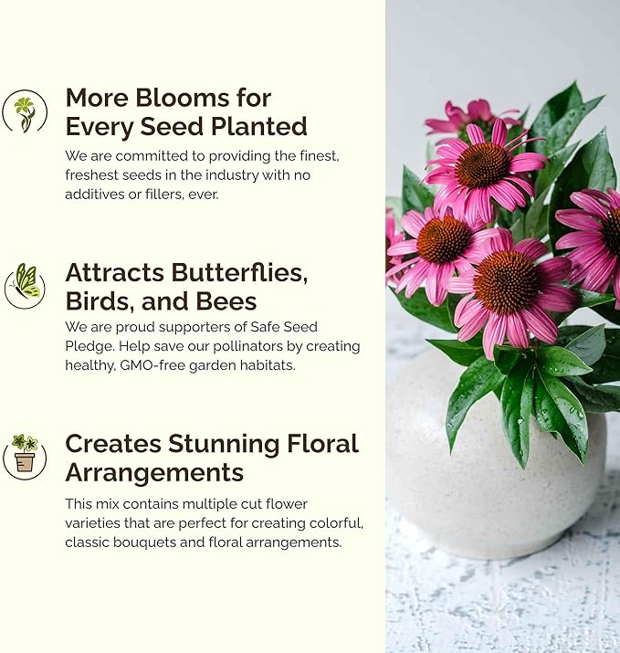 Eden Brothers Hawaii Wildflower Mixed Seeds for Planting, 1/4 lb, 120,000+ Seeds with Sunflower, Coneflower | Attracts Pollinators, Plant in Spring or Fall, Zones