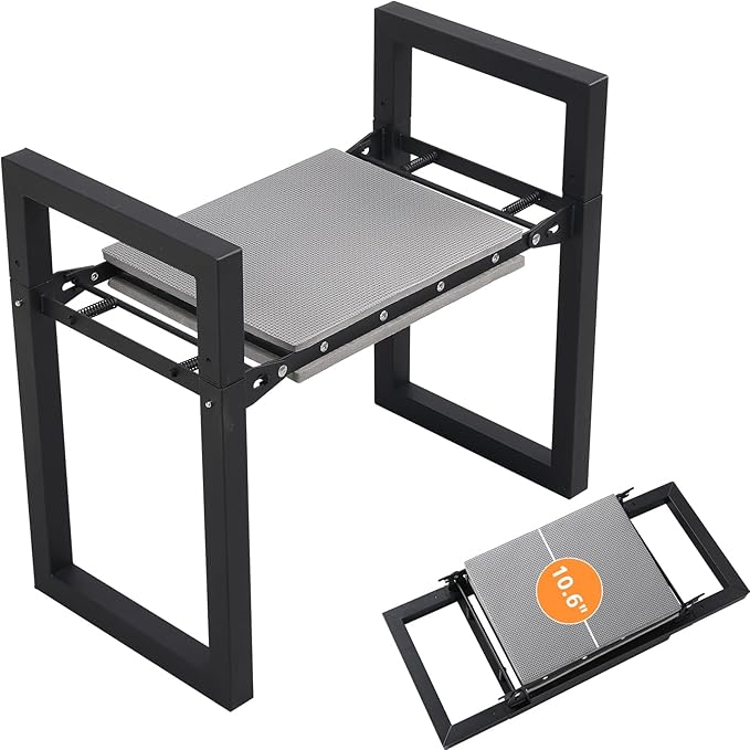 Garden Kneeler and Seat Heavy Duty 500lbs, Anti-Tip Gardening Stools with 10.5” Widen Kneeling Pad for Seniors Gardeners, 2 in 1 Garden Bench for Kneeling and Sitting
