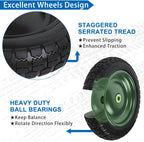 13 Inch Flat Free Wheels Tires 4.00-6 Solid Replacement with Universal 5/8" Axle Bore Hole, 16 Spacers and 8 Pins, for Wheelbarrow, Garden Wagon, Hand Truck, Trolley, Lawn Mower, 4 Pack