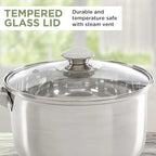 Ecolution Stainless Steel Sauce Pan, Encapsulated Induction Ready Cooking Pot with Glass Lid, Oven Safe, Dishwasher Safe Soup Pot, 3-Quart