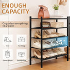 5 Tier Bamboo Shoe Rack Storage Organizer for Closet, Multifunctional Stackable Free Standing Shoe Shelf Organizer for Small Space,Entryway, Hallway, Bathroom27 x11 x32 (Black, 5 Tier)
