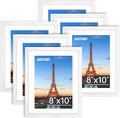FIXSMITH 8x10 Picture Frame Bulk-6 Pack, Photo Frame with HD Plexiglass, Display Pictures 5x7 with Mat or 8x10 Without Mat, White Picture Frames Collage Wall Decor, Wall & Tabletop Picture Frames