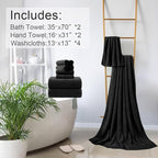 8-Piece Black Bath Towels Set,2 Oversized Large Bath Towels Sheet,2 Hand Towels and 4 Washcloths - 600 GSM Soft Luxury Towel Set,Highly Absorbent Quick Dry Towel Collection for Bathroom,Hotel and Spa
