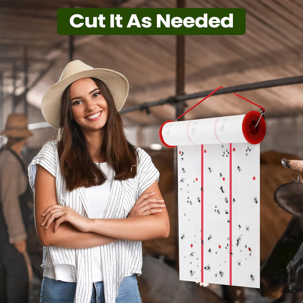 Qualirey Giant Sticky Fly Traps,30 Feet Fly Strips for Indoor Outdoor Hanging Flying Tapes Non Toxic Ribbon Fruit Gnat Killer for Mosquito Plants House Horse Stable (White,2 Pcs)
