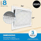 Simply 14x24x1 Air Filter, MERV 8, 6 Pack, For Home AC Furnace & HVAC (Actual Size: 13.75"x23.75"x0.75") DUST, Pet, & Allergy Control