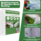 Garden Mesh Netting Kit, 10x33FT Ultra Fine Mesh Netting with 6 Sets Fiberglass Garden Hoops & 18 Clips for Tree Fruit Barrier Vegetable Fruits Flowers Shrubs Plant Covers Net