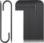 Rebar Stakes 12 Inch 20 Pack J Hook Ground Stakes Heavy Duty Chain Link Fence Stakes Galvanized Anchors Metal Tent Stakes for Wire Fencing Concrete Forming Trampolines Camping Canopies Shed Swing