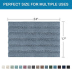 H.VERSAILTEX Bath Rug Non Slip Chenille Striped 17" x 24" Absorbent Soft Shaggy Washable Dry Fast Bath Mat - Stone Blue