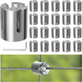 20 Pack Wall Trellis Wire Clamps & Cross Cable Clamps, T316 Stainless Steel Heavy Duty (0.5" OD) for 1/8" Rope, No Drilling Wire Trellis Kit for Outdoor Climbing Plants & Fence
