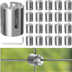 20 Pack Wall Trellis Wire Clamps & Cross Cable Clamps, T316 Stainless Steel Heavy Duty (0.66" OD) for 1/8" Rope, No Drilling Wire Trellis Kit for Outdoor Climbing Plants & Fence