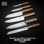 Professional Kitchen Knife 5 inches - All-Purpose Chef's Knife for Meat, Vegetables & More - Cooks Knife with Ergonomic Acacia Wood Handle - German Knife Steel