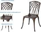 Bistro Set 3 Piece Cast Aluminum Patio Furniture Sets 2 Chairs and 1 Round Table with Umbrella Hole for Outdoor, Patio Balcony, Bronze