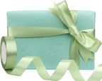 Pale green Solid Satin Ribbon 1 Inch 25 Yards Solid Polyester Fabric Ribbon for Gift Wrapping Wedding Christmas Baby Shower Birthday Party Decoration Handmade Immortal Flower Craft