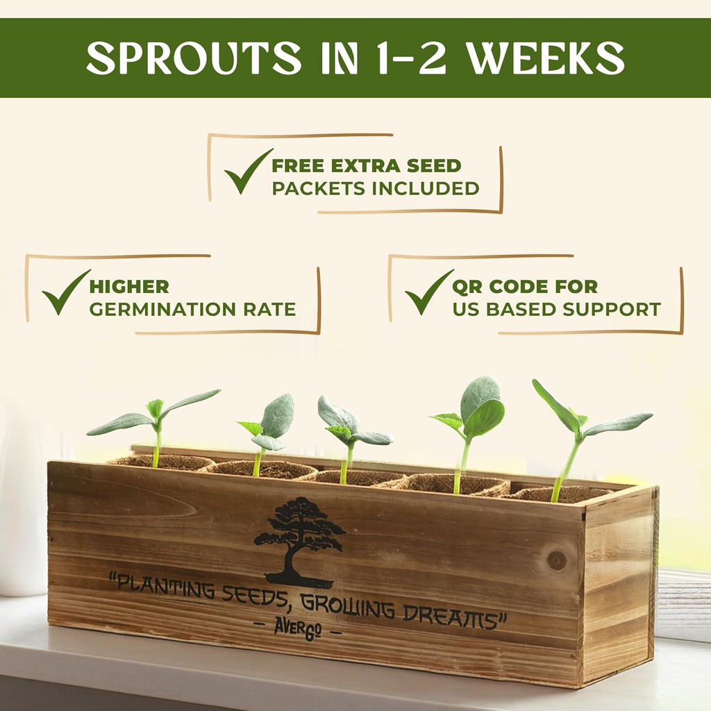 AVERGO Bonsai Tree Kit for Beginners – 5X Unique Japanese Bonzai Trees | Complete Indoor Starter Kit for Growing Plants with Bonsai Seeds, Tools & Planters – Gardening Gifts for Women & Men