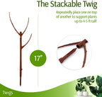 Stackable Plant Support Stakes, Stem Holder Structures for Indoor & Outdoor Use, Garden Accessories for Climbing & Potted Plants, Trellis Alternative - Begonia Red, 3 Pack, 17" L