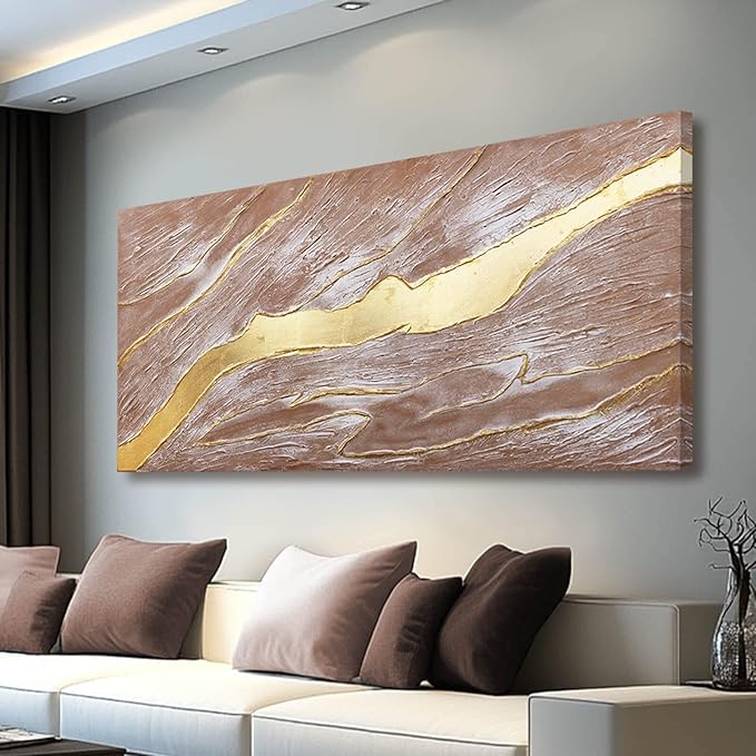 VAYIMDH Abstract Large Canvas Wall Art Line Wall Pictures Pink and Gold Wall Print 29"x58" Artwork for Living Room Dining Room Area