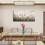 Wildflower Wall Art Autumn Canvas Picture Butterfly Grass Dandelion Artwork Vintage Wooden Board Painting Prints for Bedroom Living Room Office Home Kitchen Wall Decor Framed Ready to Hang 20" x 40"