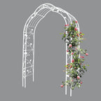 Metal Garden Arch 98.4" H Garden Arbor Trellis Climbing Plants Support Rose Arch Outdoor Lawn Wedding Party Events Archway Off White