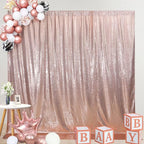 SquarePie Sequin Backdrop Not See Through Thick Background Glitter Curtain Party 6FT x 8FT Rose Gold
