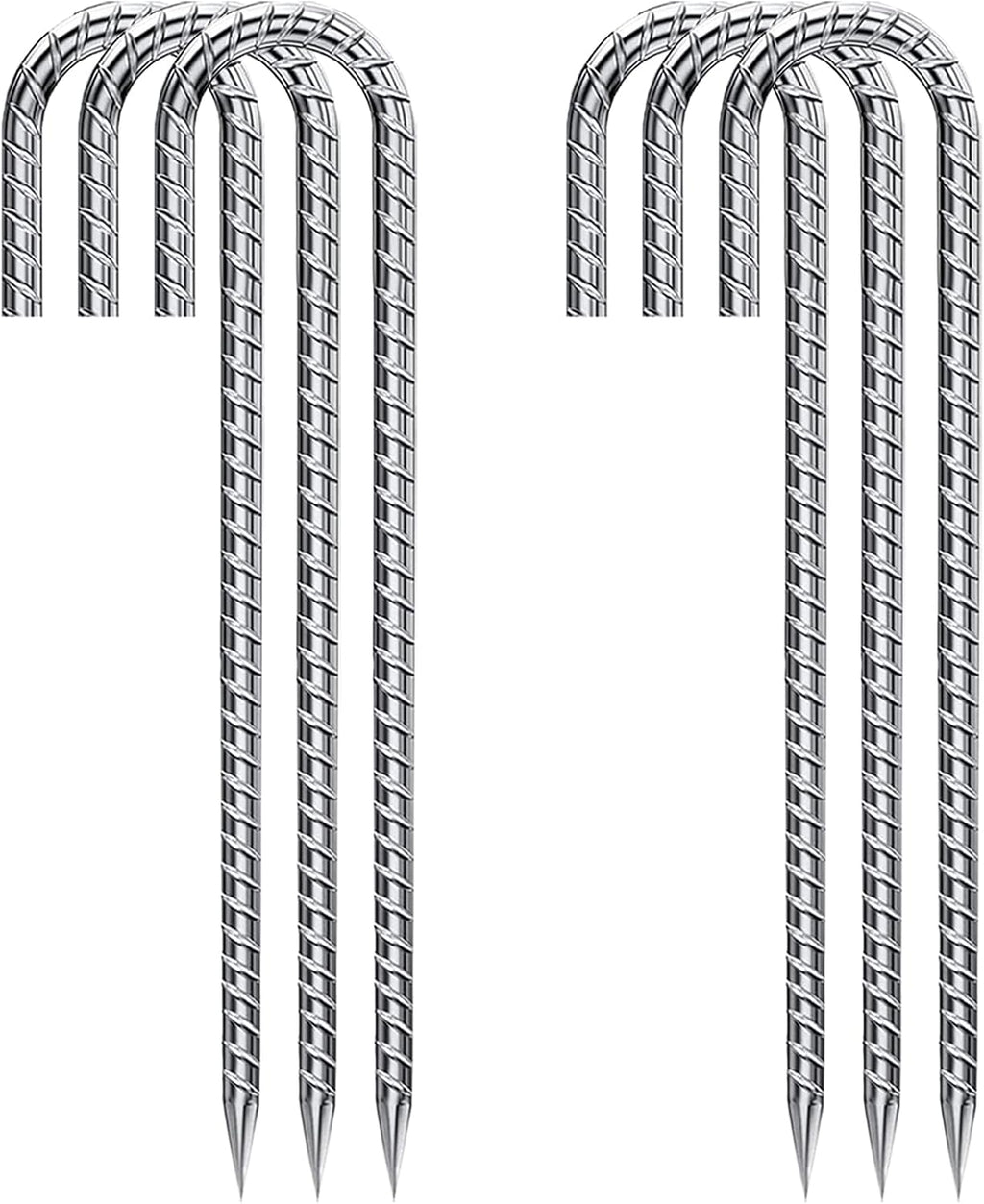 Rebar Stakes 12 Inch Galvanized, J Hook Rebar Stakes 6 Pack Ground Anchors for Tent Heavy Duty for Plants Anti-Rust Landscape Fabric Artificial Turf