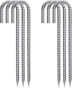 Rebar Stakes 12 Inch Galvanized, J Hook Rebar Stakes 6 Pack Ground Anchors for Tent Heavy Duty for Plants Anti-Rust Landscape Fabric Artificial Turf