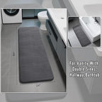 Yimobra Bathroom Runner 60"x24", Non Slip Memory Foam Bath Mat, Super Soft Water Absorbent Hallway Carpet, Machine Washable Rug for Vanity Tub Shower, Dark Gray