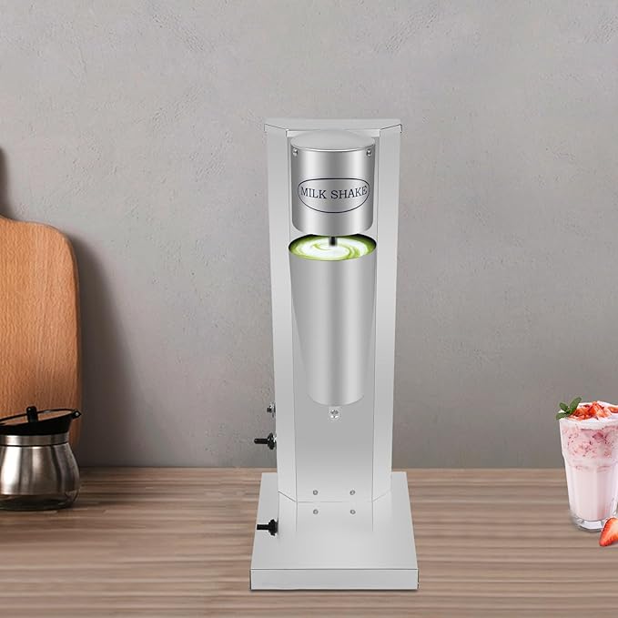 Electric Milkshake Maker, Commercial Stainless Steel Milk Shake Machine, Drink Mixers, 16000r/min & 800ml/Cup, Smoothie Milk Foam Tea Mixer Blender + 1 PP Cup, 180W 110V (1 Head)