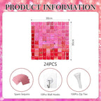 24PCS Deep Pink Shimmer Wall Backdrop, Laser Square Sequin Photo Backdrops Panel, Glitter Wall Background for Birthdays, Weddings, Christmas, Engagements, Disco Bachelorette Party Decor (4FTx6FT)