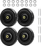 10" Solid Tires (4-Pack) - 4.10/3.50-4 Flat-Free Replacement Wheels for Gorilla Carts, Wheelbarrows, Garden Carts & Utility Wagons - 5/8" Axle Bore 2.1" Hub