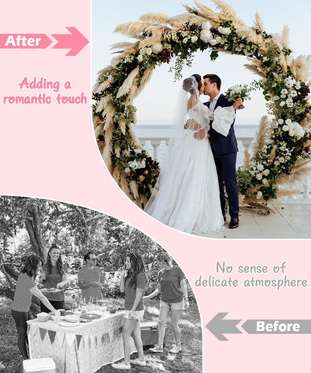 Queension Metal Arch Backdrop Stand 8Ft Wide 7Ft High, Wedding Arch Frame for Wedding Decorations, Balloon Arch Stand with Base for Ceremony, Outdoor Garden Arch Trellis for Climbing Plants, Gold