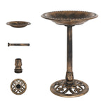 VINGLI Pedestal Bird Bath, Resin Birdbaths Weather Resistant, Bird Baths with Floral Accents & Vintage Finish, Garden Decor for Outdoor, Patio, Yard, Lawn (Copper)