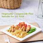ECOLipak 120 Pack Compostable Paper Plates, 10 inch and 8 inch Heavy Duty Eco friendly Sugarcane Biodegradable Disposable Square Plates for Party Dinner Birthday