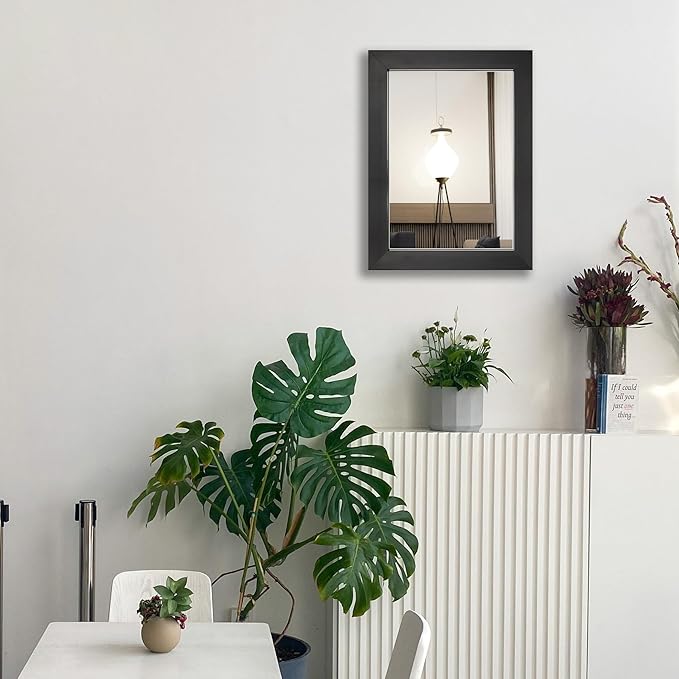 Ruomeng Wall Mirror Rectangle Decorative Mirror 12" x 16" for Entryway, Bedroom, Living Room, Black