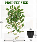 DILATATA Fake Plants Artificial Potted Plants 20 Inch Faux Peperomia Ivy Vine Plant Hanging Plant for Home Office Desk Shelf Indoor Outdoor Decor