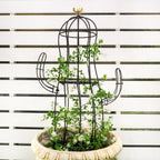 Cactus Obelisk Trellis - 16.34”x27.95” Unique Metal Design for Climbing Plants, Garden Decorative Support Structure for Potted Tall Vines and Rose Bushes
