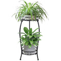 MOCORY Plant Stand Indoor Outdoor 2 Tier 25" Tall Metal Potted Holder Flower Pot Stand Heavy Duty Plant Shelf Rustproof Iron Multiple Plant Round Supports Rack for Planter Corner Garden Balcony Patio