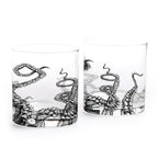 Octopus Tentacle Whiskey Glasses - Set of Two 11oz. Old Fashioned Glasses with Gift Box