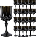 Plastic Wine Glasses，Plastic Goblets Vintage Style Cordial Drinking Glasses for Wedding Reception, Grand Event Party Supplies (24, Black)