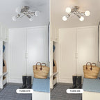 WILON Semi Flush Mount Ceiling Light Fixture, Modern Flush Mount Ceiling Lights, Brushed Nickel 4-Light Sputnik Ceiling Light Fixture with E26 Bulb Base for Hallway Farmhouse Kitchen Bedroom
