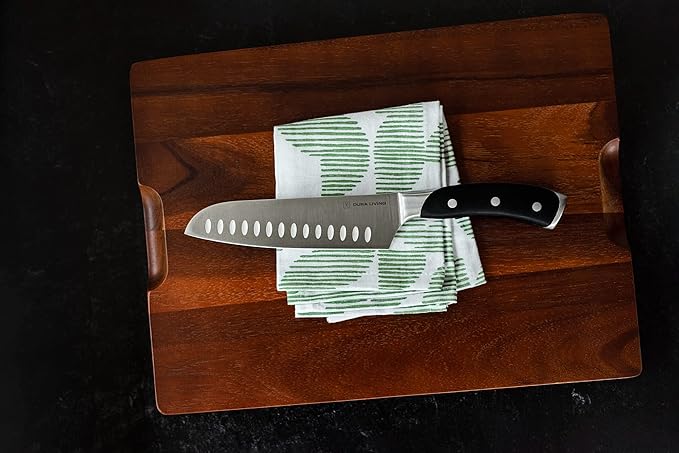 7-Inch Santoku Knife – Ultra-Sharp German High Carbon Stainless Steel, Full Tang, Ergonomic Handle, Multipurpose Kitchen Knife for Chopping, Slicing, and Dicing, Black