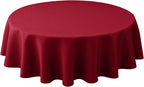 Biscaynebay Textured Fabric Round Christmas Tablecloths 70", Red Water Resistant Tablecloths for Dining, Kitchen, Wedding & Parties, etc Machine Washable