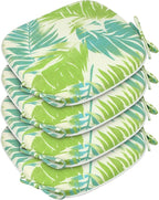SleepMan Outdoor 17"x16" Chair Cushions with Ties Set of 4, Water Resistant All Weather U-Shape Seat Pads for Patio Garden Furniture Indoor Fade Resistant Patio Cushions (Green Bamboo)