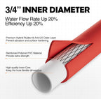 SPECILITE 3/4" Hot/Cold Garden Water Hose 125 ft, -50℉-190℉,Flexible & Lightweight With 3/4" Brass Fittings for Yard, Outdoor, Farm, Red